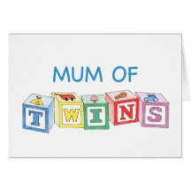 Mum of Twins Blocks Greeting Card