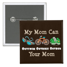 Mum Outswim Outbike Outrun Triathlon Button