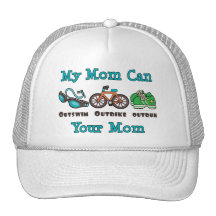 Mum Outswim Outbike Outrun Triathlon Cap Mesh Hat