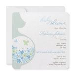 Mum To Be Boy Blue Flowers Baby Shower Invite invitations