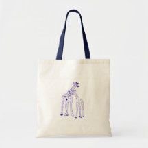 mummy and baby giraffe canvas bag
