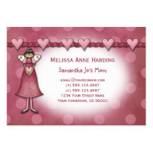 Mummy Calling Cards Pink Hearts Dots Angels Business Card Template