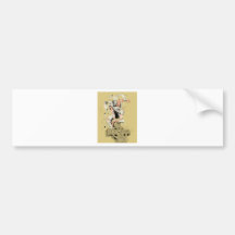 Mummy crouching on top of cemetery cross bumper sticker