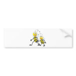 Mummy Walking with Child Cartoon Bees bumper stickers