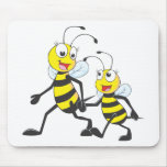 Mummy Walking with Child Cartoon Bees mousepads