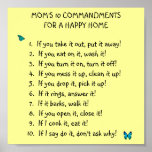 Mum's 10 Commandments Poster posters