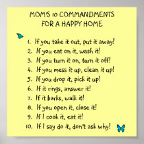 Mum's 10 Commandments Poster