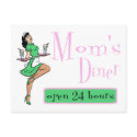 Mum's Diner Retro Waitress Black Raven Haired postcards