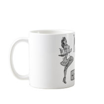 Mum's Diner Retro Waitress Black & White Mug