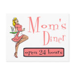 Mum's Diner Retro Waitress Blonde postcards