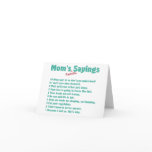 Mum's favourite sayings on gifts for her. cards