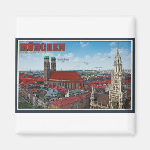 Munich Cityscape Refrigerator Magnets