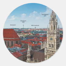 Munich Cityscape Round Stickers
