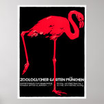 Munich Zoo Garden Flamingo Travel Art Poster
