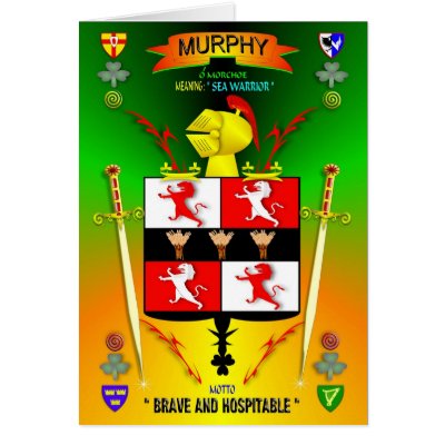 MURPHY FAMILY COAT OF ARMS CREST AND SHIELD CARD by phedderman