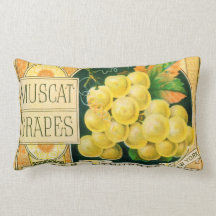 Muscat Grapes, Vintage Fruit Crate Label Art Throw Pillow