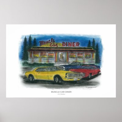 MUSCLE CAR DINER print by designsandimages