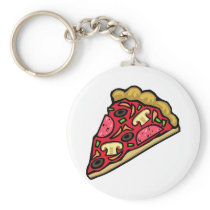 Mushroom and pepperoni pizza slice keychain