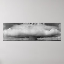 Mushroom cloud from an atomic bomb explosion poster