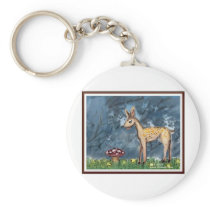 mushroom eating baby deer keychains