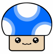 Mushy Puffs Blue Kawaii Mushroom Ornament Photo Cutouts