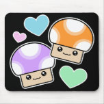 Mushy Puffs In Love Orange Purple Kawaii Mushrooms mousepads