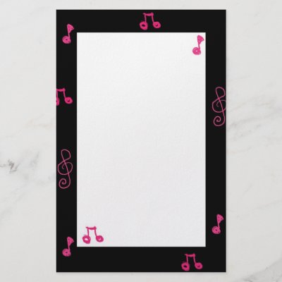 Music hot pink blackfunsationarynotes teens custom stationery