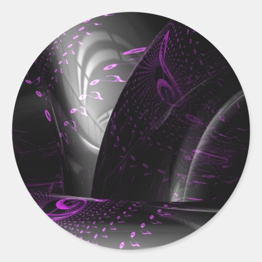 Music is purple geometry (Spirals on black tori) Round Stickers