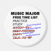 Music Major List - Girl Fridge Magnets