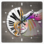 MUSIC MASK PIANO KEYBOARD WALL CLOCK