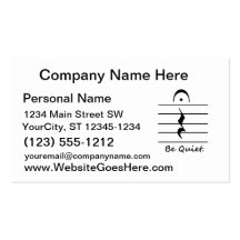 Music Notation Rest Be Quiet Business Card Templates