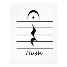 Music Notation Rest with Hush Announcements