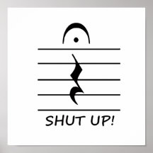 Music Notation Rest with Shut up Print