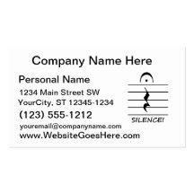 Music Notation Rest with Silence Business Card Template