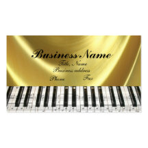 Music Notes Gold Piano Keyboard Business Card