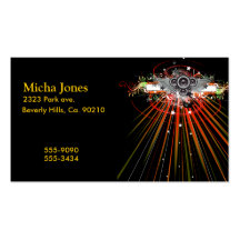 Music Speakers In Flight With Laser Beams Business Card Templates