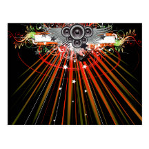 Music Speakers In Flight With Laser Beams Post Card