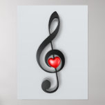 music symbol and lovely heart poster posters