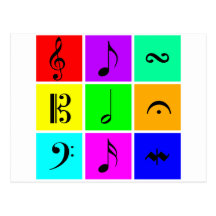 music symbols card postcard