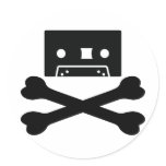 music tape bones round stickers