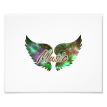 Music wings overlay 1 purple green photographic print