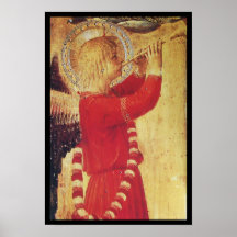 MUSICAL ANGEL IN RED AND GOLD POSTER