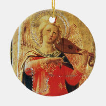 MUSICAL ANGEL  IN RED AND GOLD Ruby Gem stone Christmas Tree Ornament