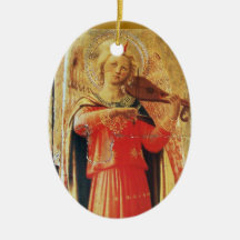 MUSICAL ANGEL  IN RED AND GOLD Ruby Gem stone Christmas Ornament