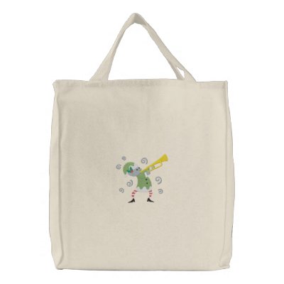 Musical Christmas - Elf Embroidered Tote Bag by Embroidery4U