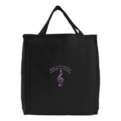 Musical Clef with Longfellow Quote Tote Bag by Stitchbaby