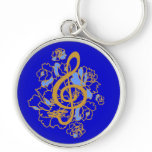 Musical Dragon treble clef peonies Custom Keychain