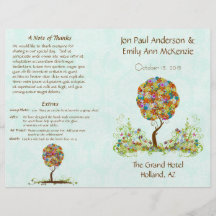 Musical Flower Tree Wedding Program Burlap Weave Flyers