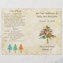 Musical Flower Tree Wedding Program Personalized Flyer