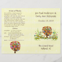 Musical Flower Tree Wedding Program Personalized Flyer